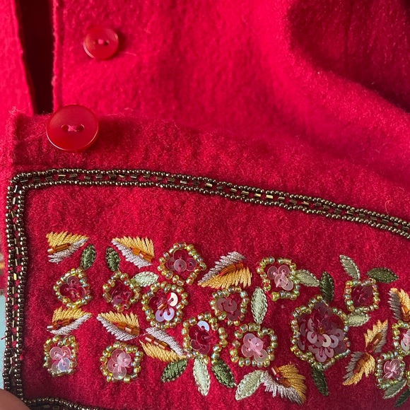 Handmade Red Sweater Jacket - Picture 3 of 4